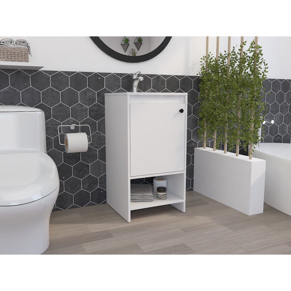 1-Shelf Freestanding Vanity Cabinet White. Picture 4