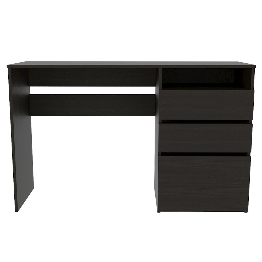 3-Drawer 1-Shelf Computer Desk Black Wengue. Picture 2
