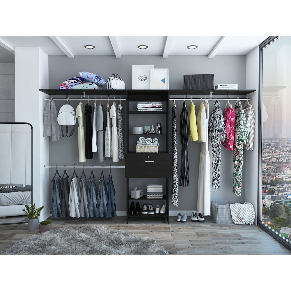 1-Drawer 4-Shelf Closet System Dark Walnut. Picture 4