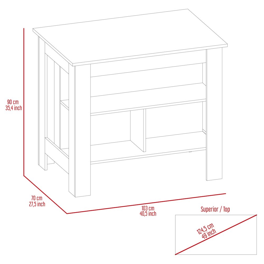 3-Shelf Kitchen Island White and Light Oak. Picture 6