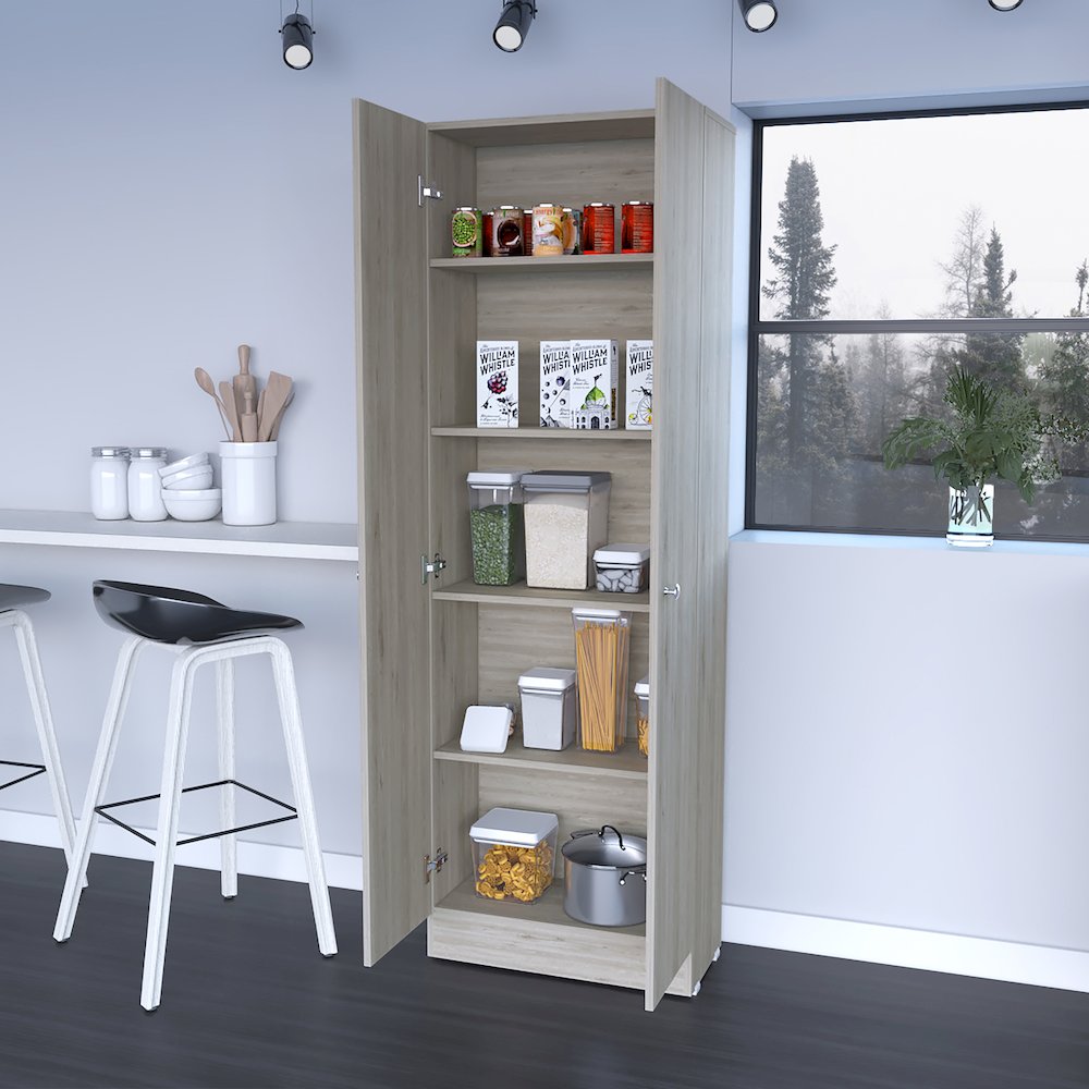 Rectangle 2-Door Storage Tall Cabinet Light Grey. Picture 5