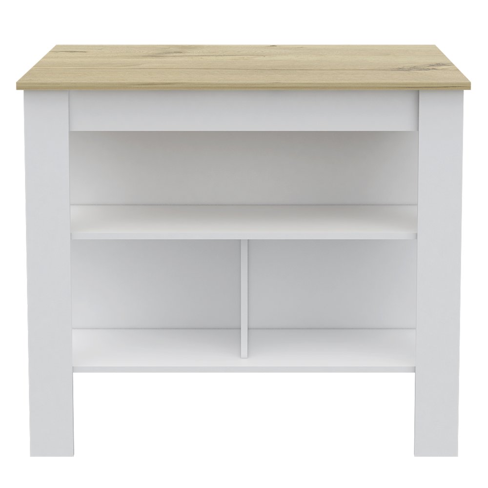 3-Shelf Kitchen Island White and Light Oak. Picture 1