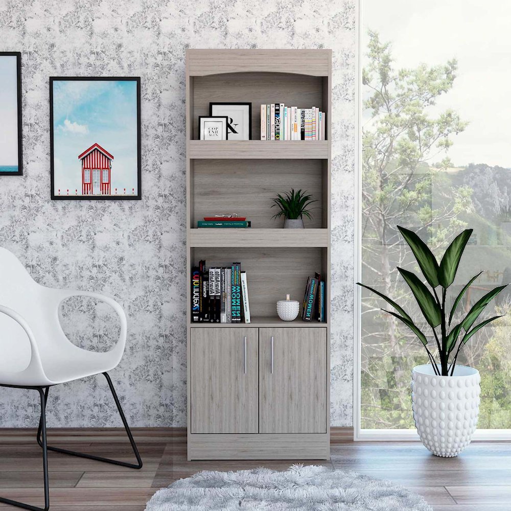 1-Drawer 3-Shelf Bookcase Light Grey. Picture 4