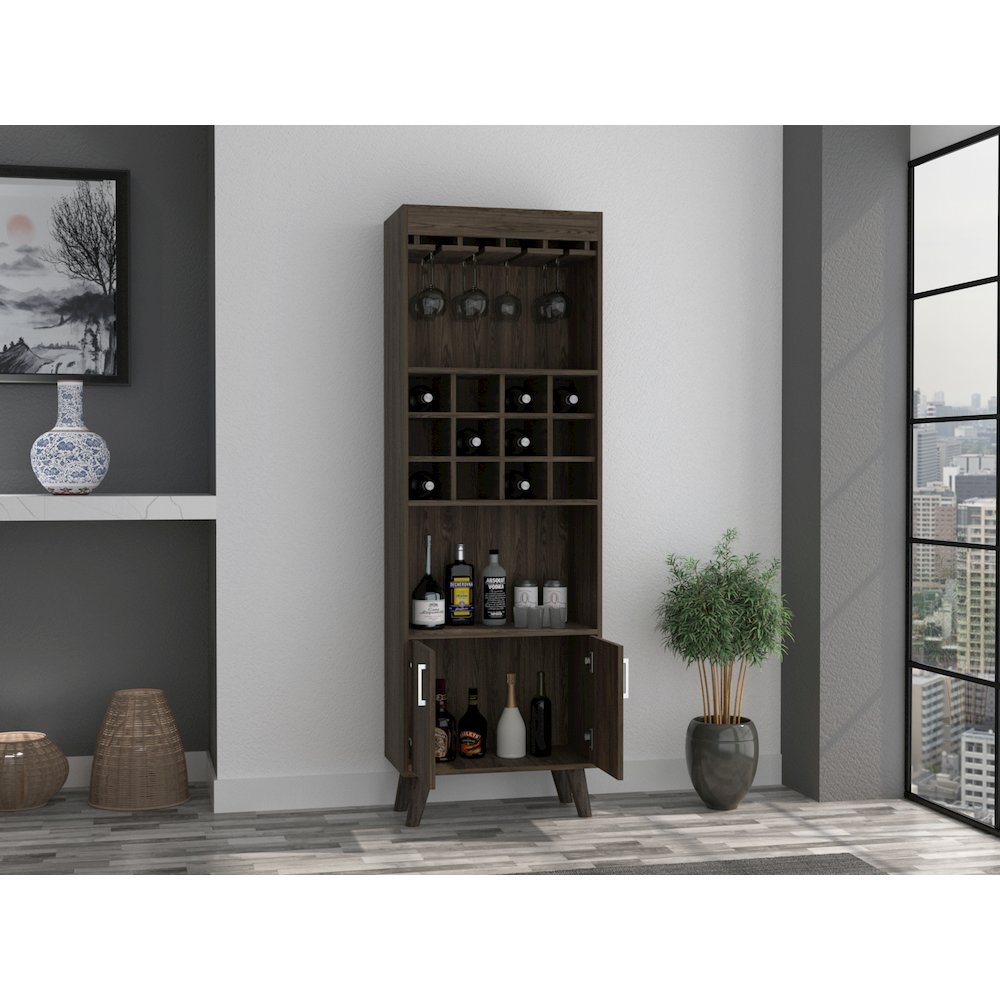 1-Drawer 2-Shelf Bar Cabinet Dark Walnut. Picture 5