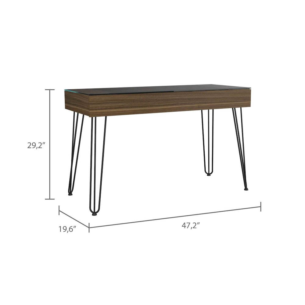 1-Drawer Rectangle Writing Desk with Hairpin Legs Mahogany. Picture 3