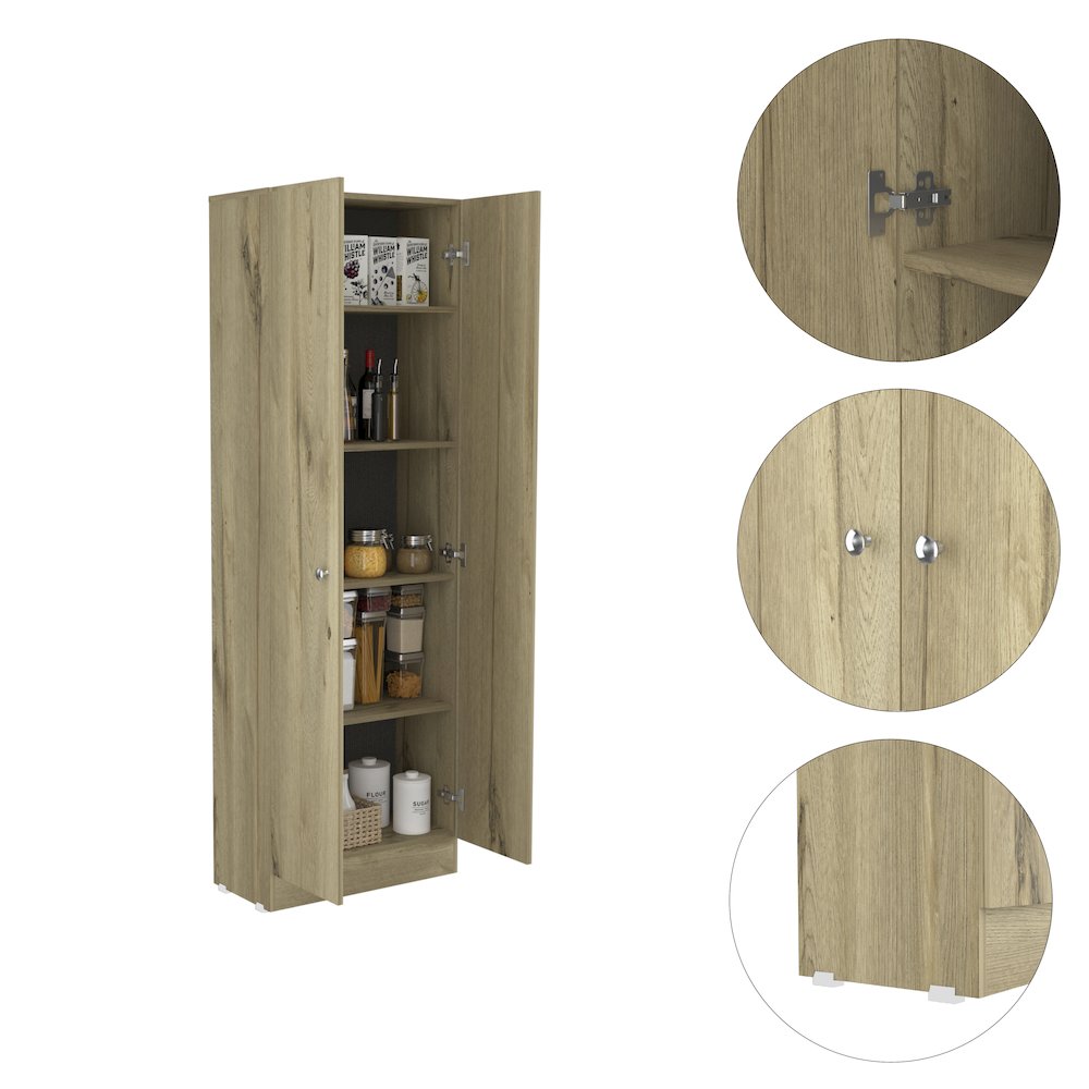 Rectangle 2-Door Storage Tall Cabinet Light Oak and Black Wengue. Picture 1