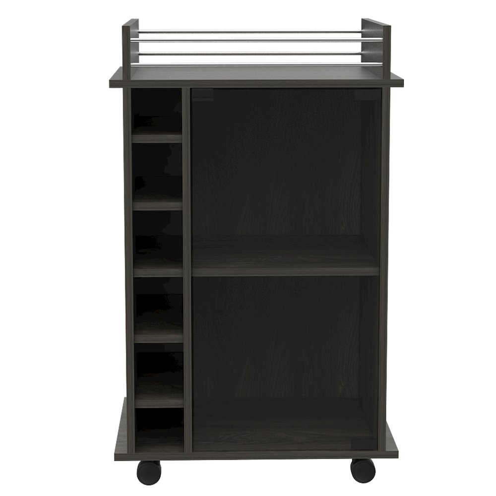 6-Bottle 3-Shelf Bar Cart Carbon Espresso. Picture 2