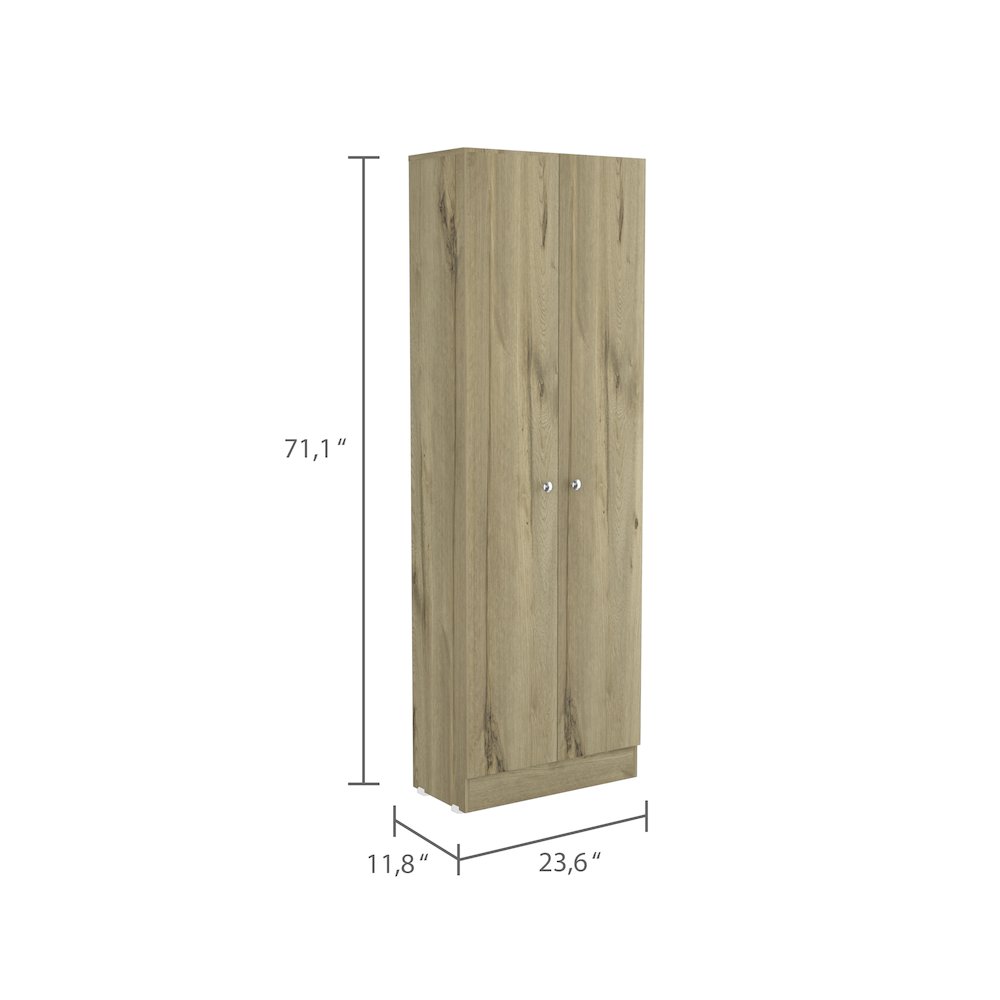 Rectangle 2-Door Storage Tall Cabinet Light Oak and Black Wengue. Picture 3