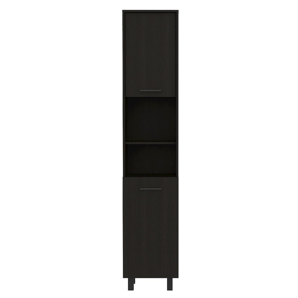 2-Shelf Rectangle Pantry Cabinet Black Wengue. Picture 3