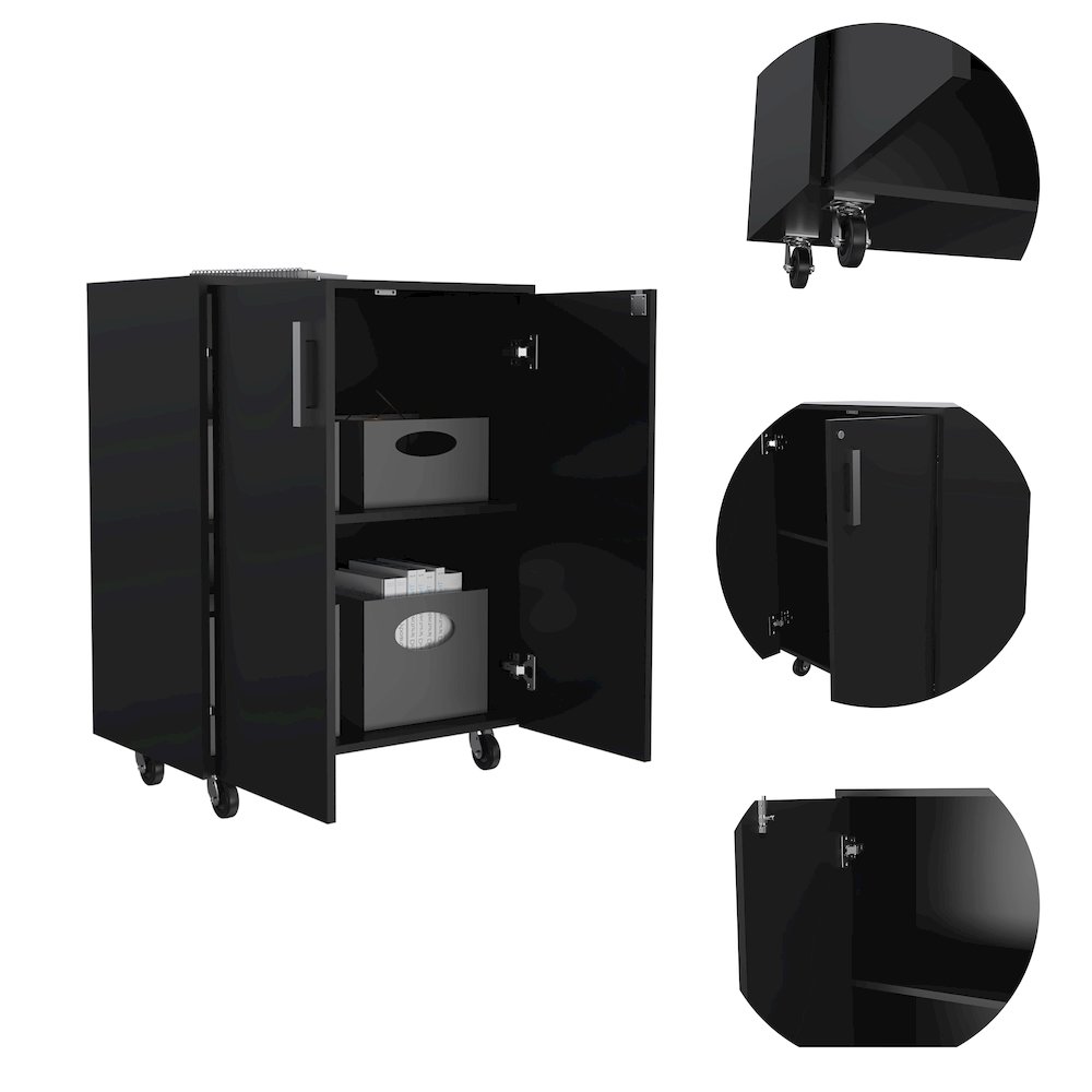 Rectangle Storage Cabinet Base Black Wengue. Picture 2