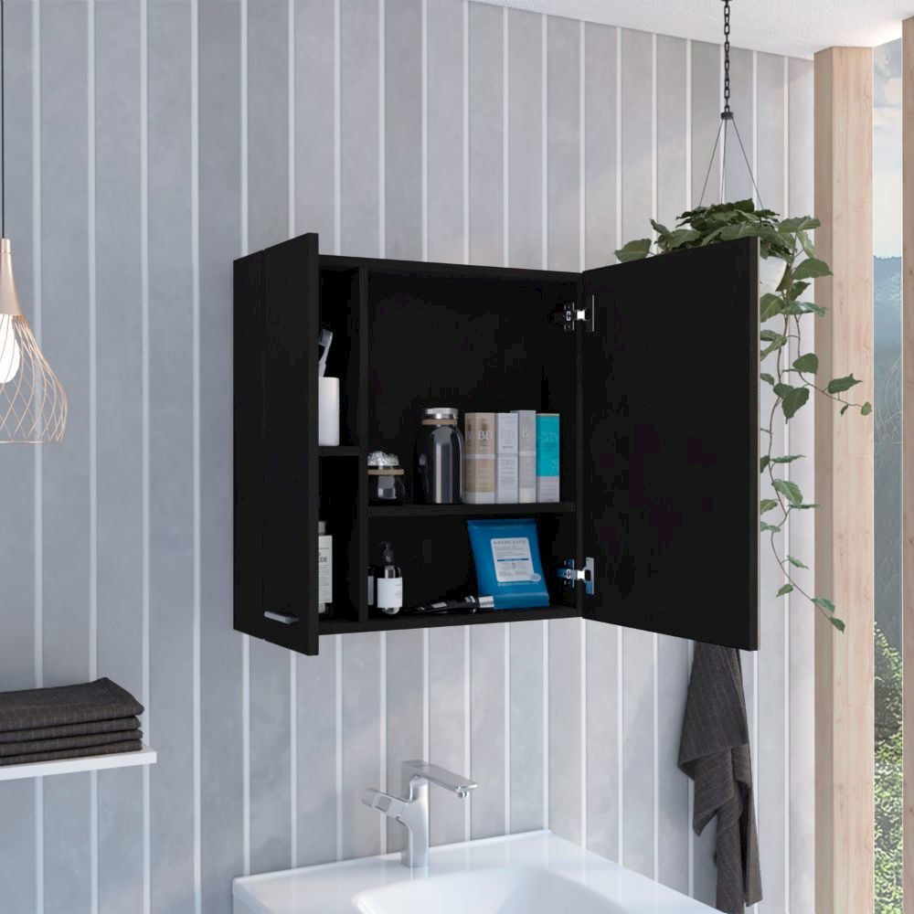 4-Shelf Medicine Cabinet Black Wengue. Picture 5