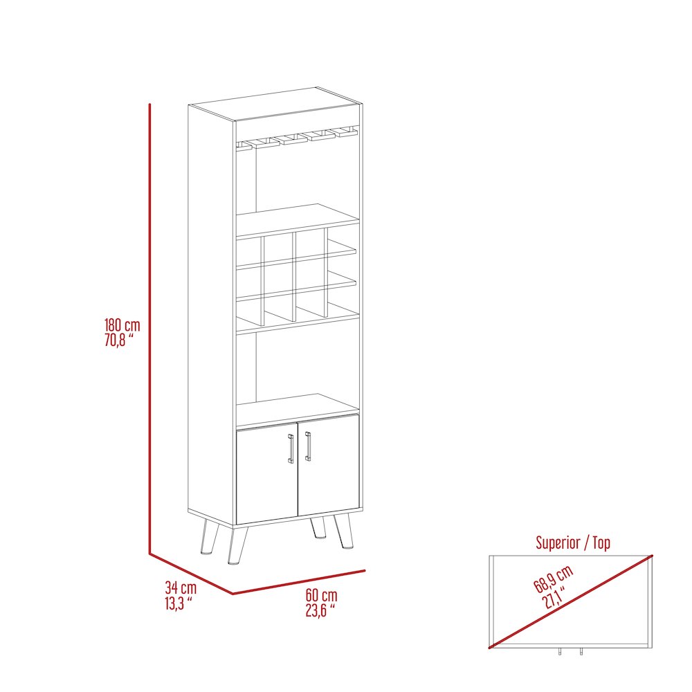 1-Drawer 2-Shelf Bar Cabinet Dark Walnut. Picture 6
