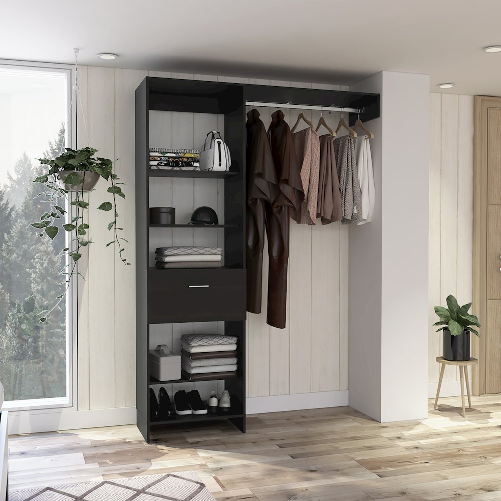 1-Drawer 4-Shelf Closet System Black Wengue. Picture 4