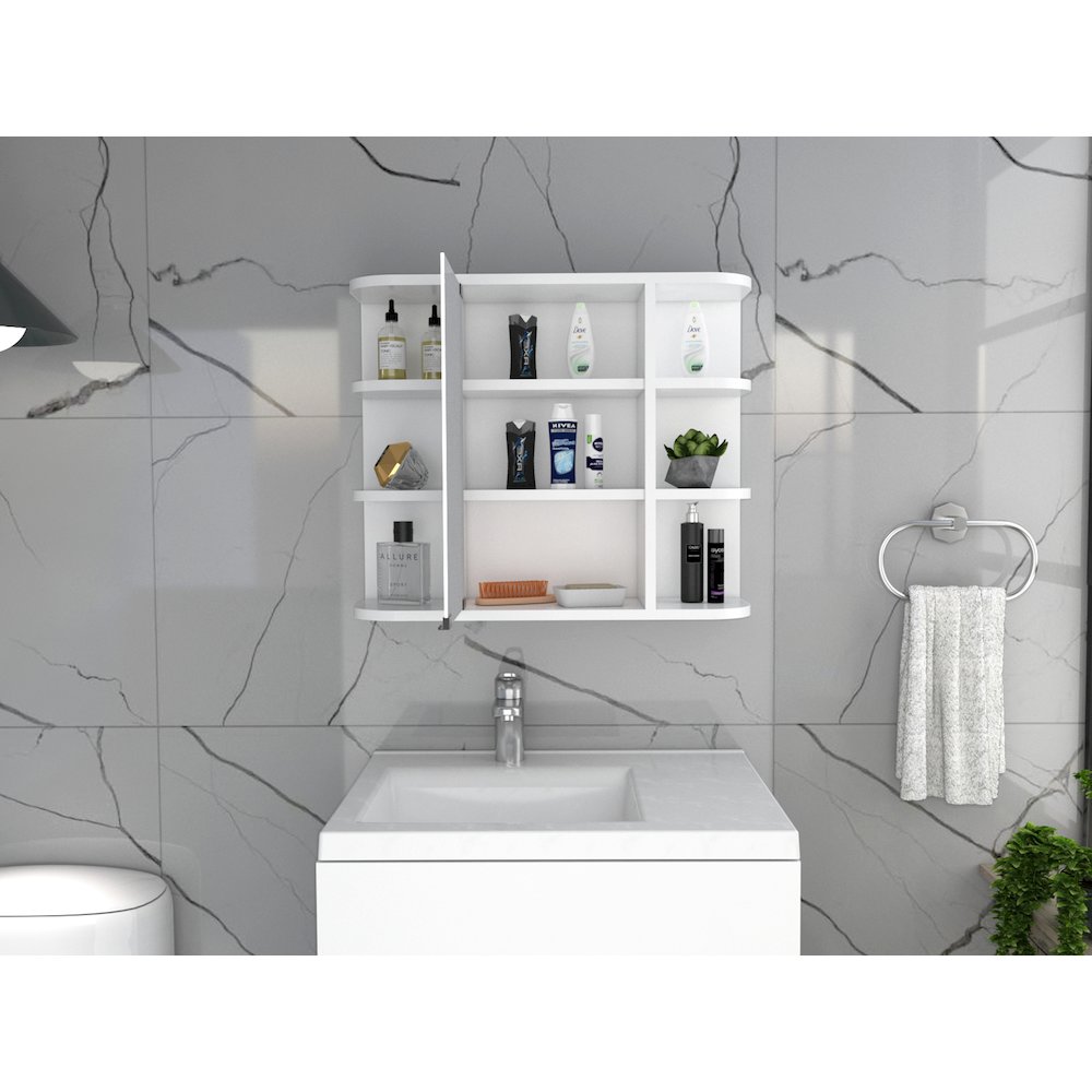 6-Shelf Medicine Cabinet with Mirorr White. Picture 5