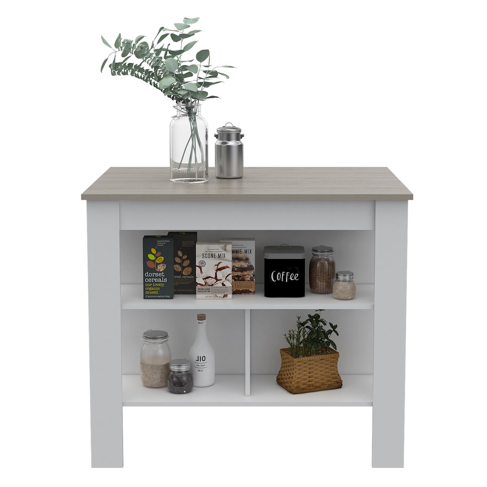 3-Shelf Kitchen Island White and Light Grey. Picture 5