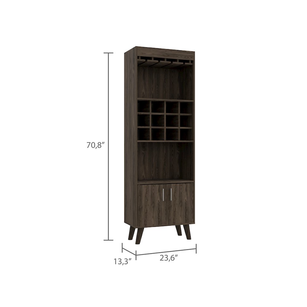 1-Drawer 2-Shelf Bar Cabinet Dark Walnut. Picture 3