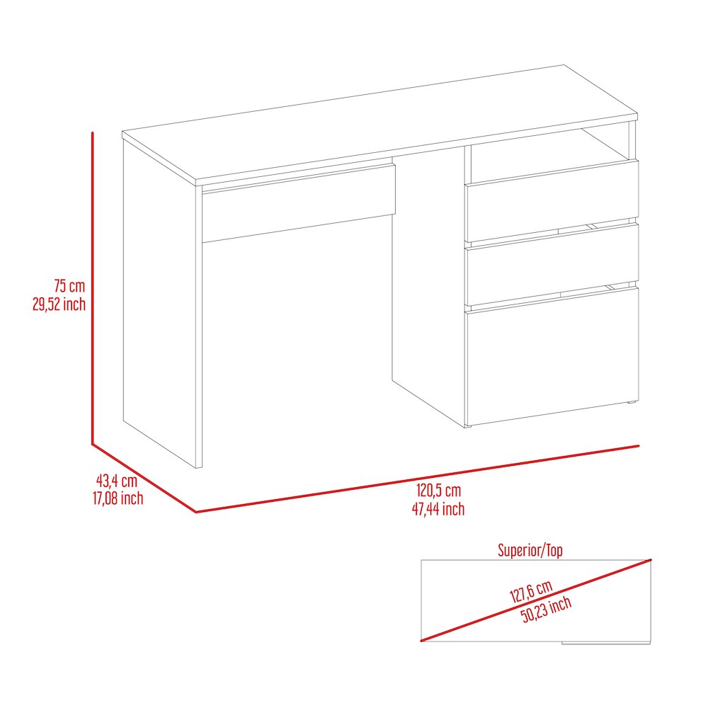 3-Drawer 1-Shelf Computer Desk Black Wengue. Picture 7
