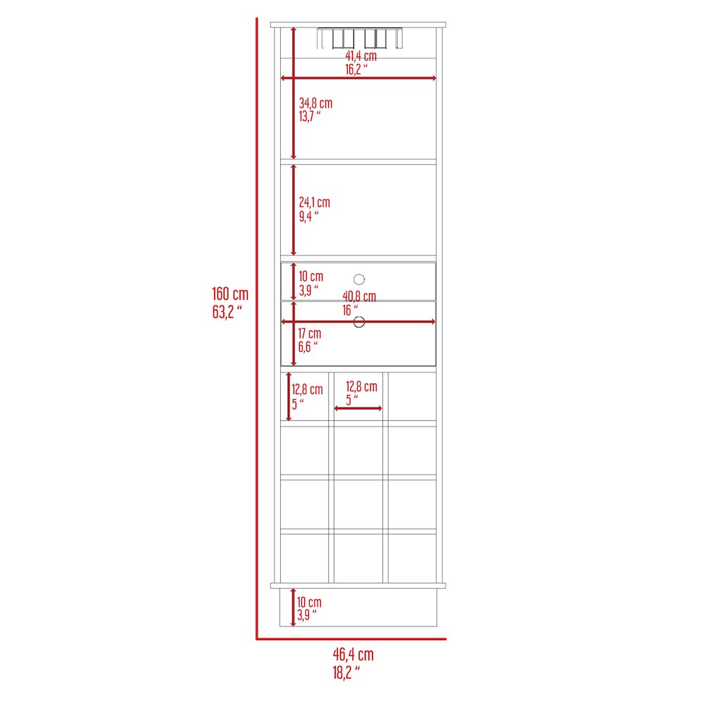 12-Bottle 2-Drawer 1-Shelf Bar Cabinet Black Wengue. Picture 7