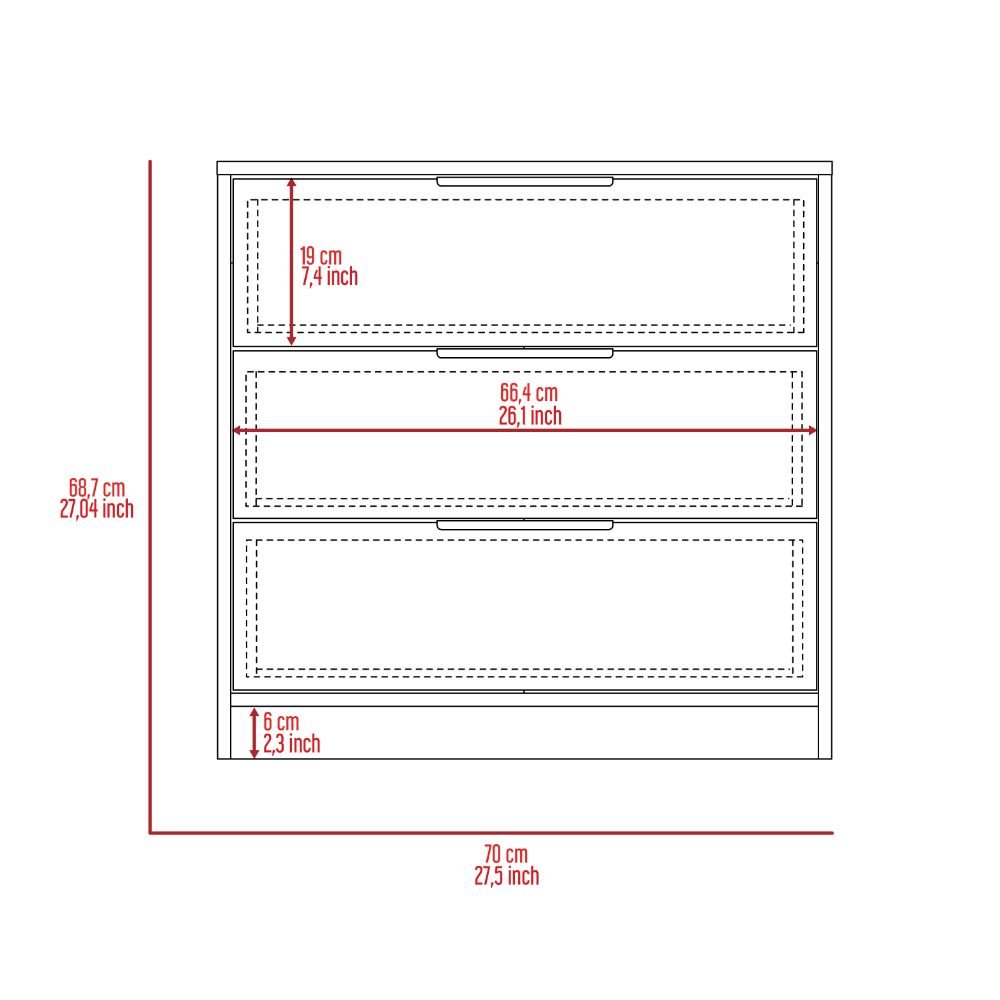 3-Drawer Rectangle Dresser Light Grey. Picture 7