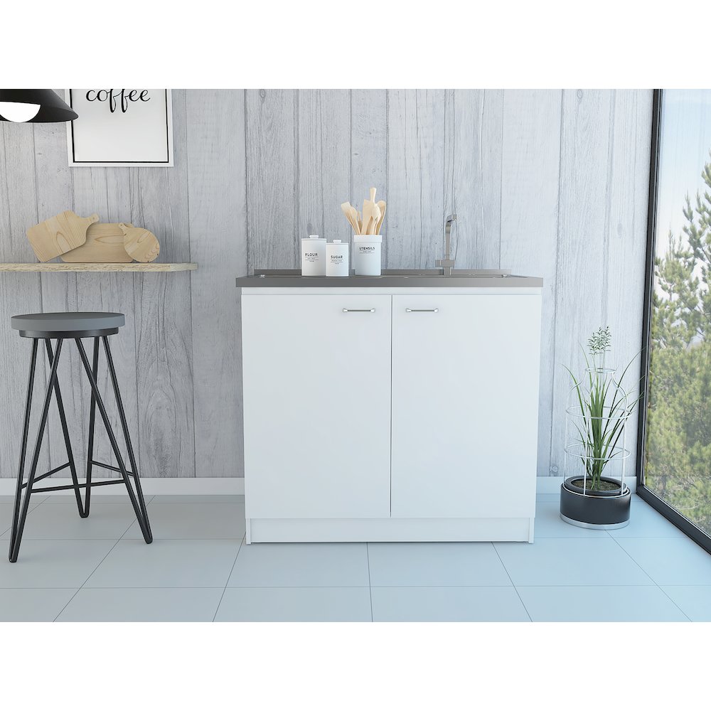 Rectangle 2-Door Utility Sink and Cabinet White. Picture 4