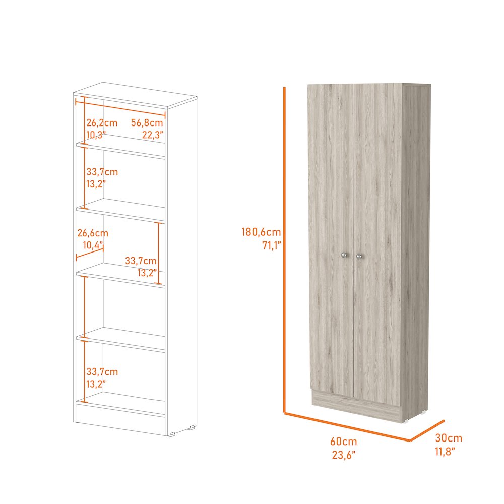 Rectangle 2-Door Storage Tall Cabinet Light Grey. Picture 3