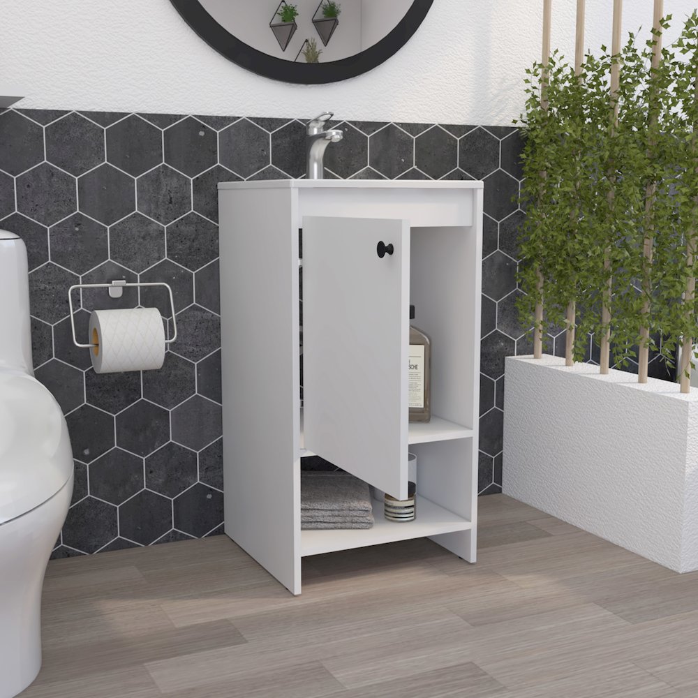 1-Shelf Freestanding Vanity Cabinet White. Picture 5