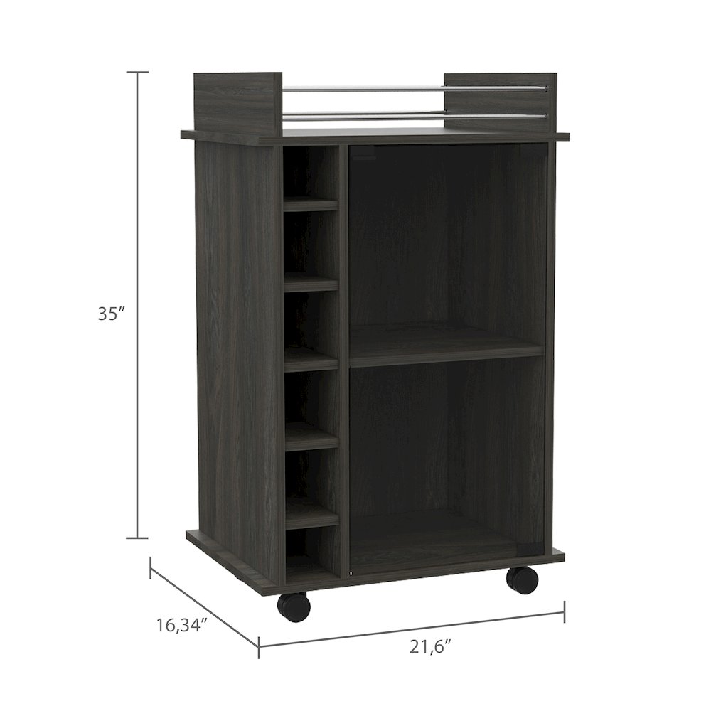 6-Bottle 3-Shelf Bar Cart Carbon Espresso. Picture 3