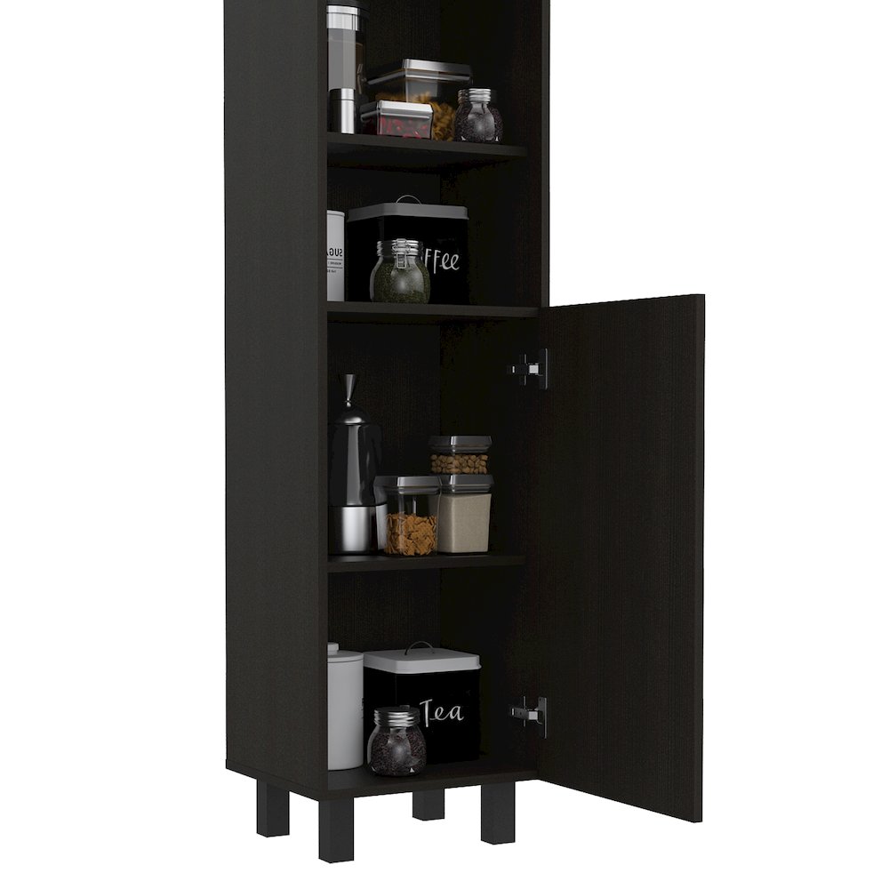 2-Shelf Rectangle Pantry Cabinet Black Wengue. Picture 2