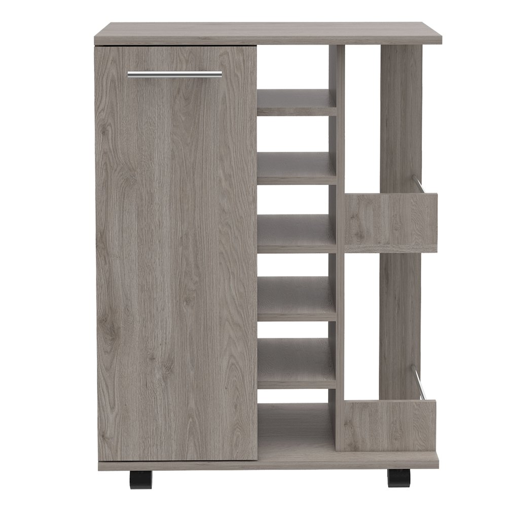 2-Shelf 6-Bottle Bar Cart with Division Light Oak. Picture 2