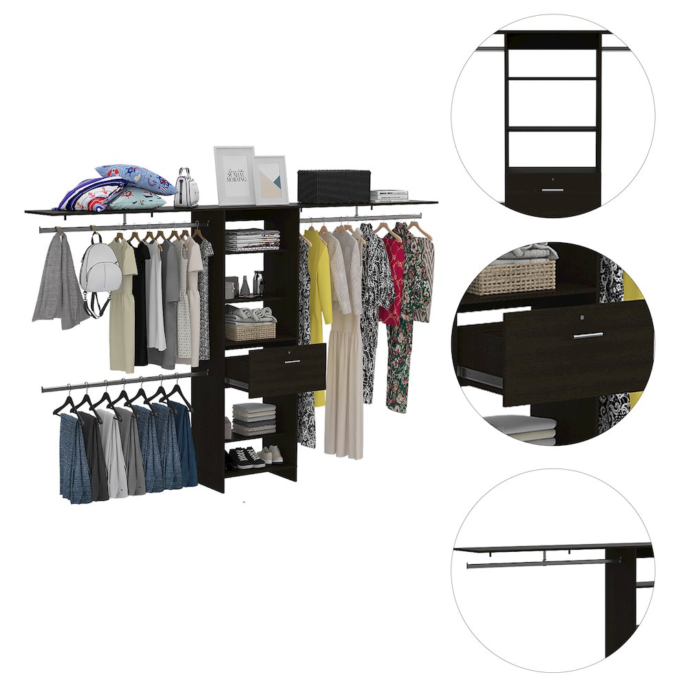 1-Drawer 4-Shelf Closet System Dark Walnut. Picture 2
