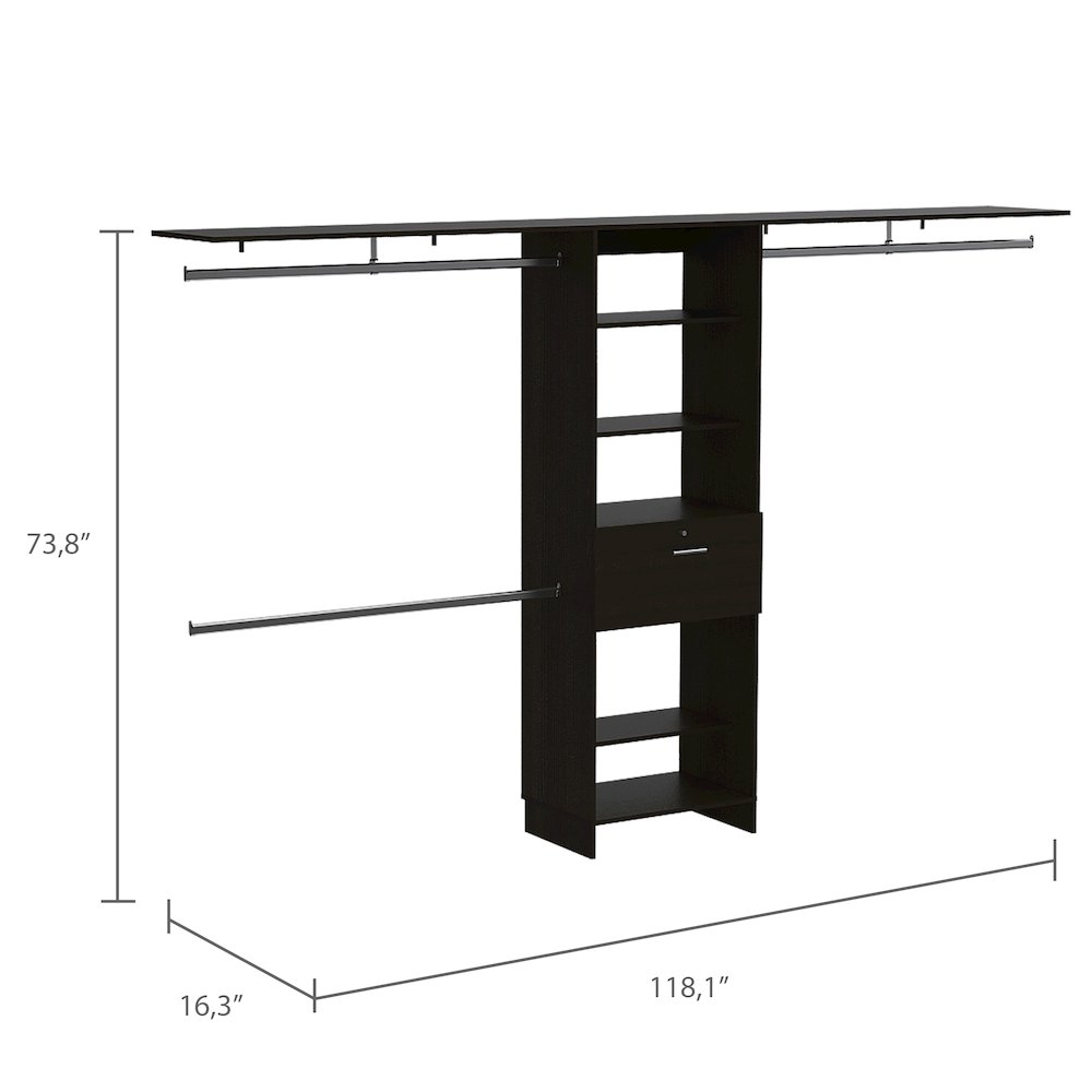 1-Drawer 4-Shelf Closet System Dark Walnut. Picture 3