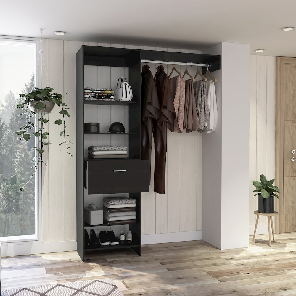 1-Drawer 4-Shelf Closet System Black Wengue. Picture 5