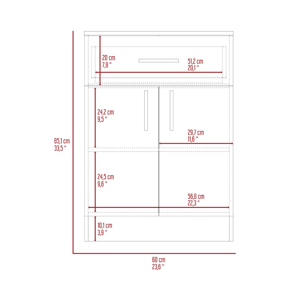 1-Drawer Rectangle Pantry Cabinet White and Light Oak. Picture 6