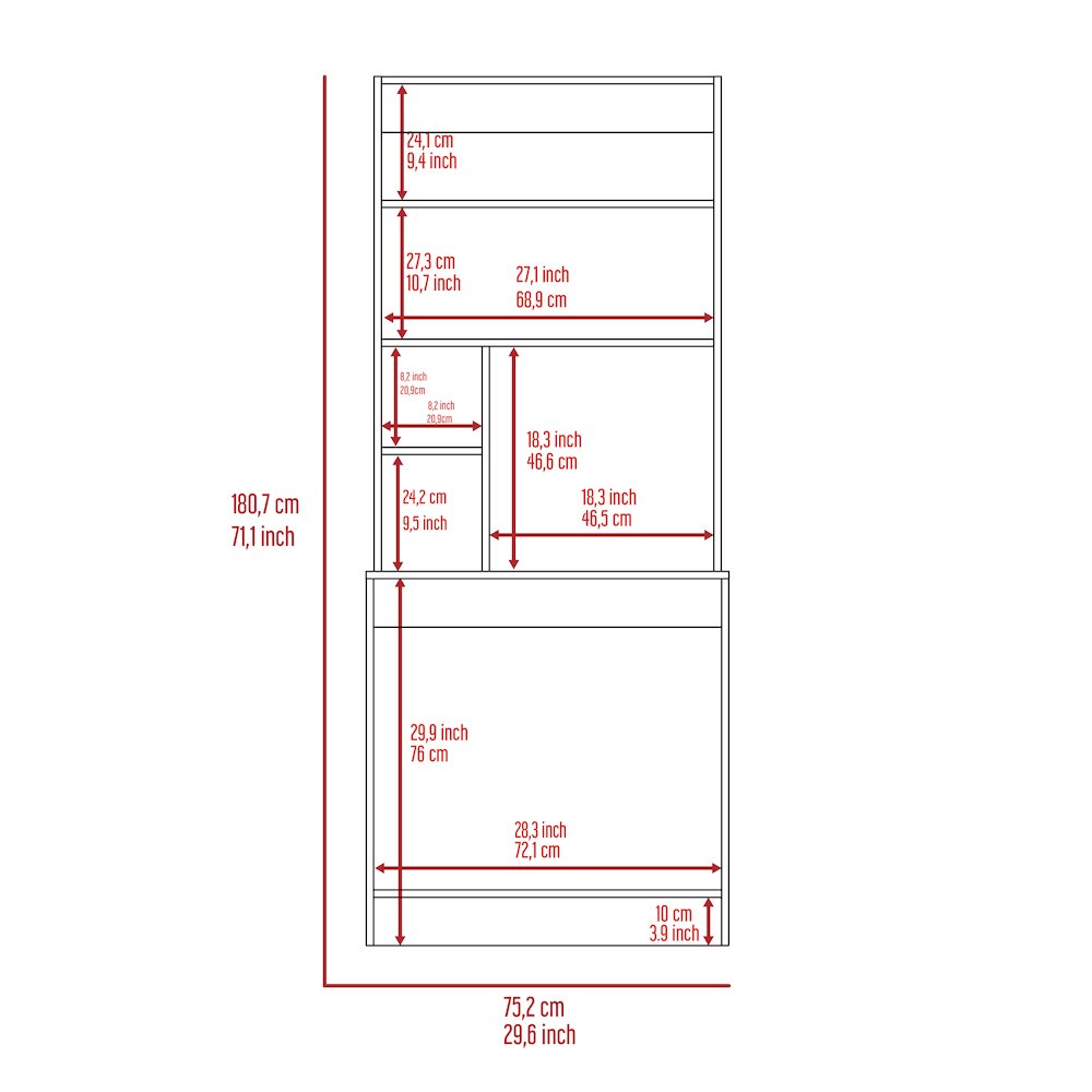 4-Shelf Computer Desk with Hutch Black Wengue. Picture 7