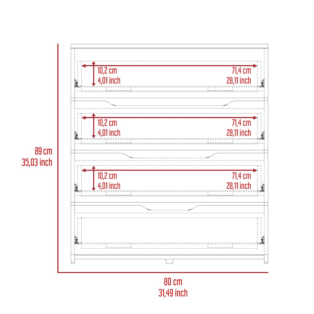 4-Drawer Dresser White and Light Oak. Picture 7
