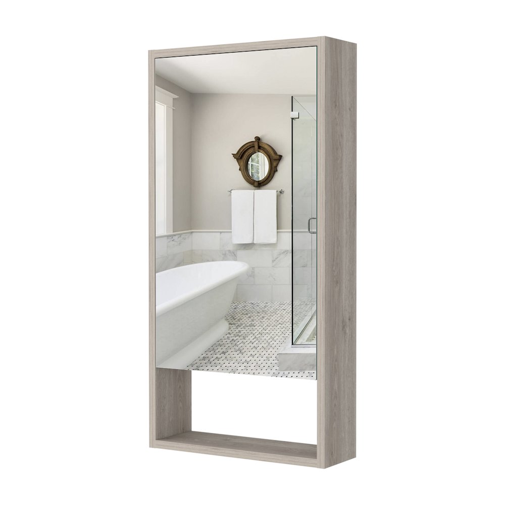 Rectangle Medicine Cabinet with Mirror Light Grey. Picture 1