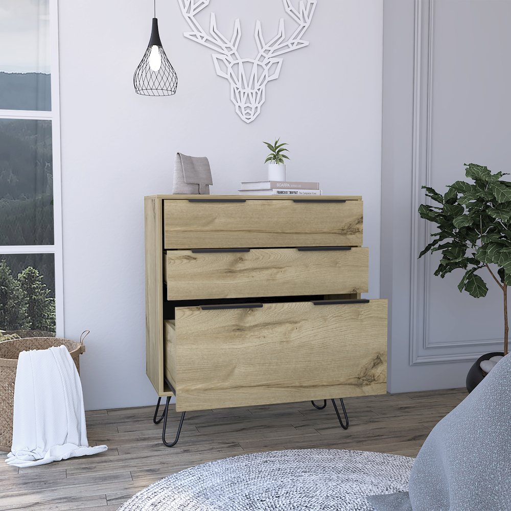 3-Drawer Dresser Light Oak. Picture 5