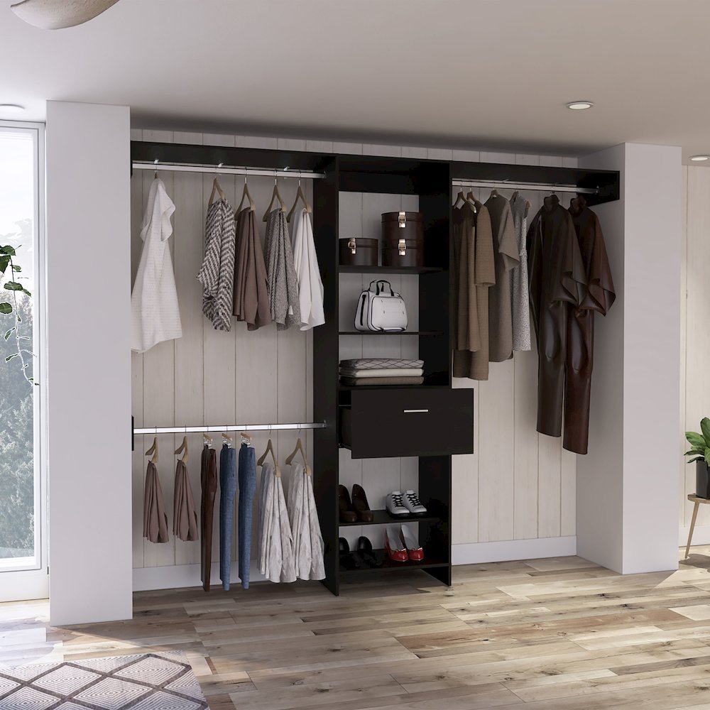 1-Drawer 4-Shelf Closet System Black Wengue. Picture 5
