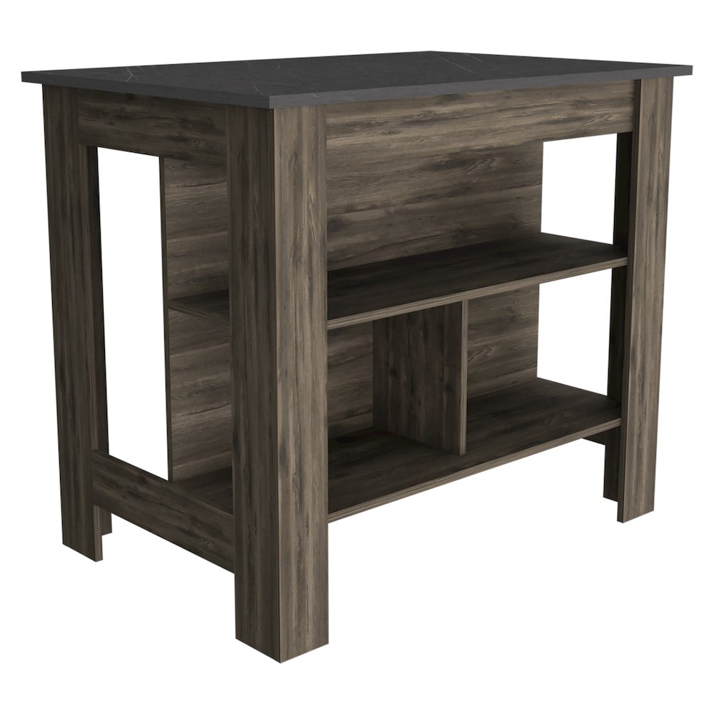 3-Shelf Kitchen Island Dark Brown and Onix. Picture 1