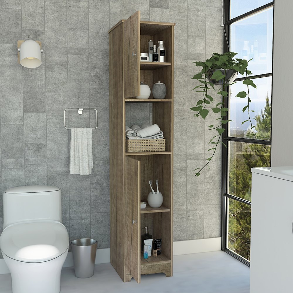1-Shelf Linen Cabinet Light Oak. Picture 5