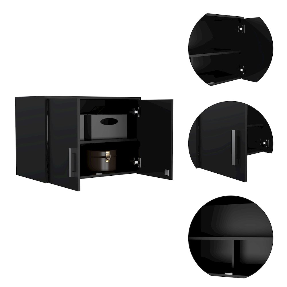 2-Door Rectangle Wall Cabinet Black Wengue. Picture 1