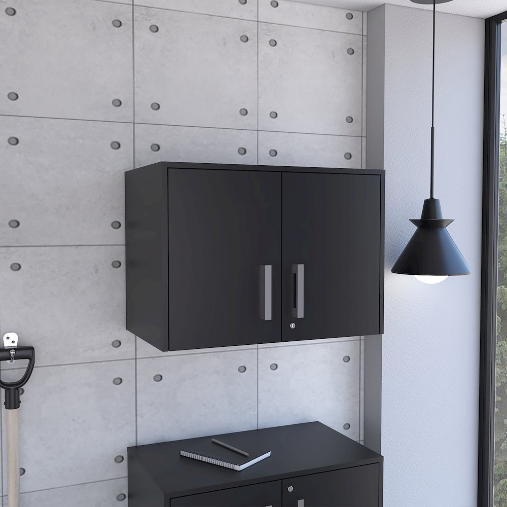 2-Door Rectangle Wall Cabinet Black Wengue. Picture 4