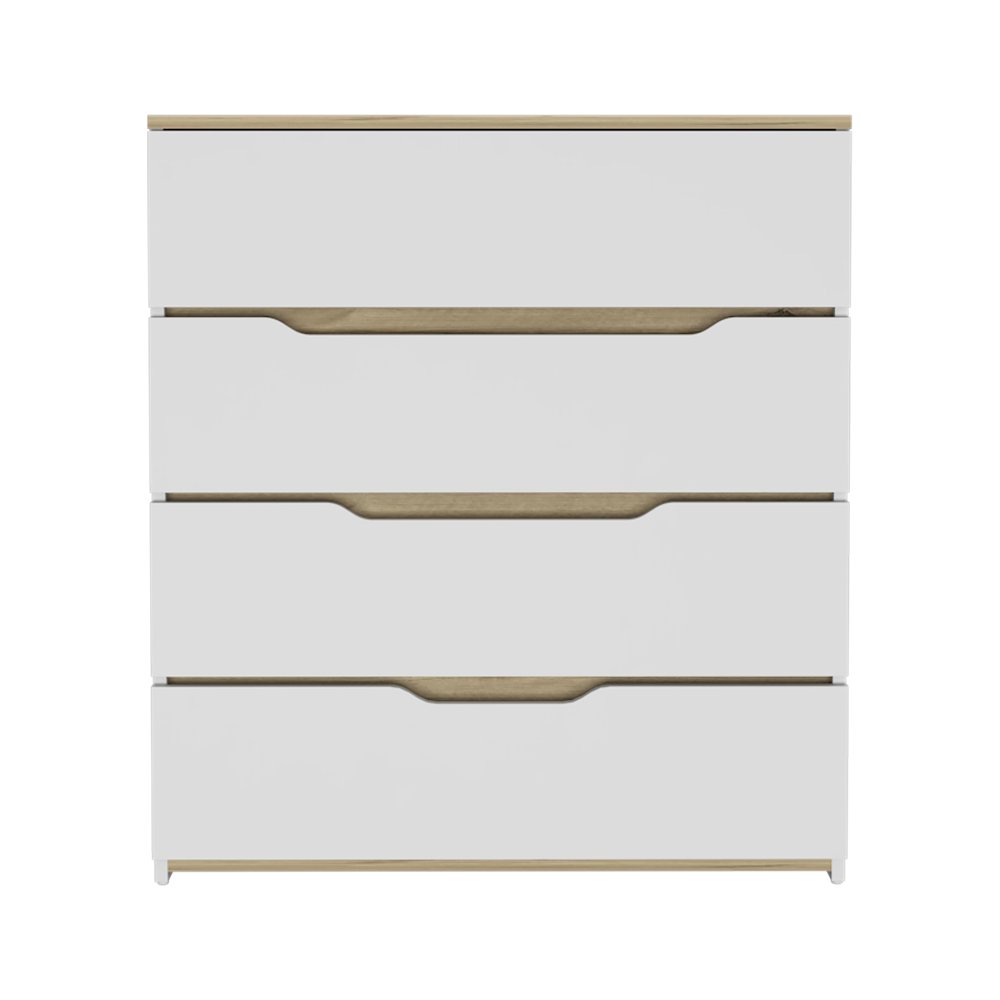 4-Drawer Dresser White and Light Oak. Picture 1