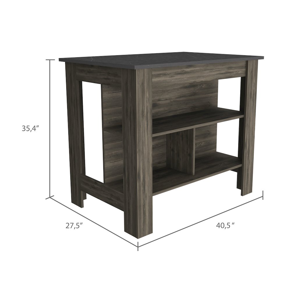 3-Shelf Kitchen Island Dark Brown and Onix. Picture 3