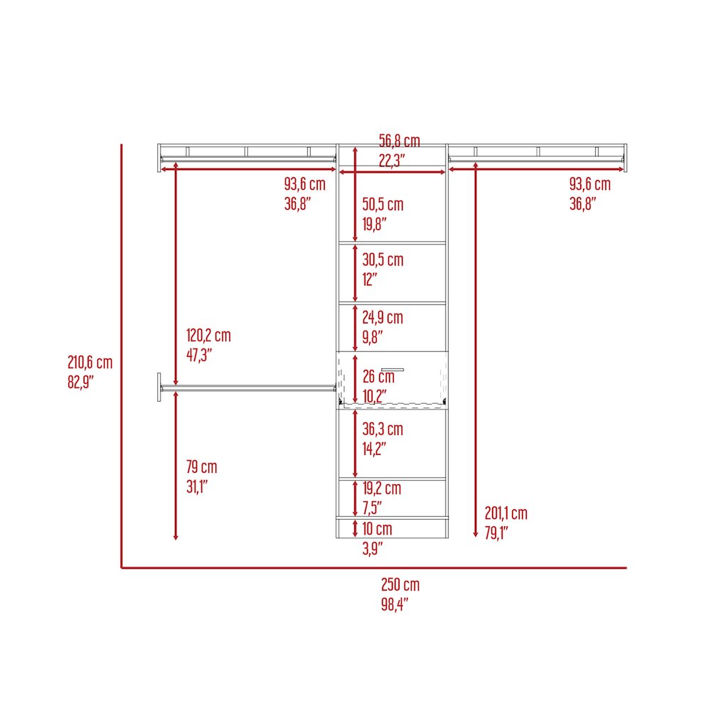 1-Drawer 4-Shelf Closet System Dark Walnut. Picture 7