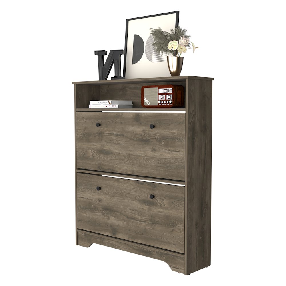 2-Shelf Shoe Rack Dark Brown. Picture 6