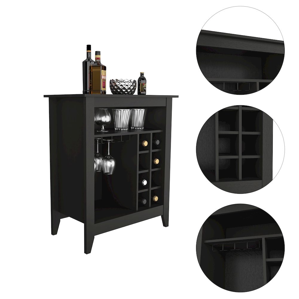 6-Bottle 1-Drawer 1-Shelf Bar Cabinet Black Wengue. Picture 1