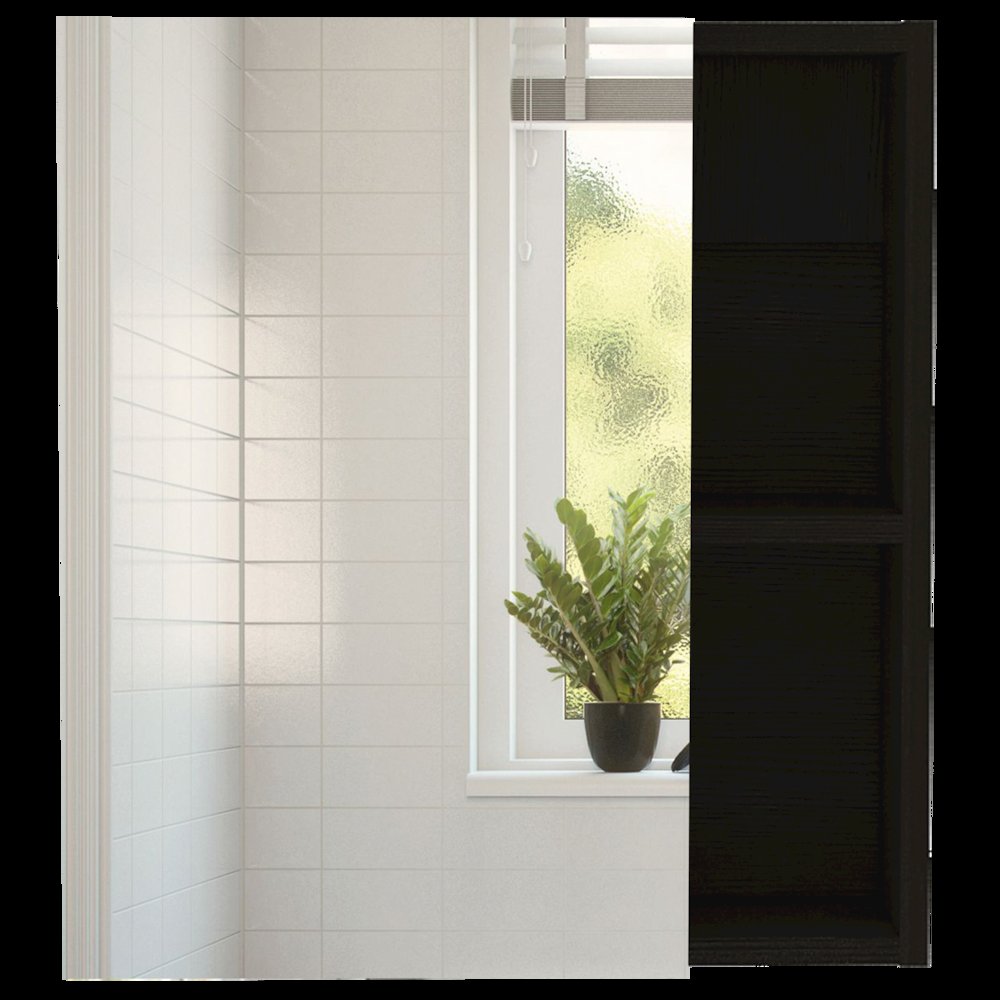 1-Shelf Rectangle Medicine Cabinet with Mirror Black Wengue. Picture 3