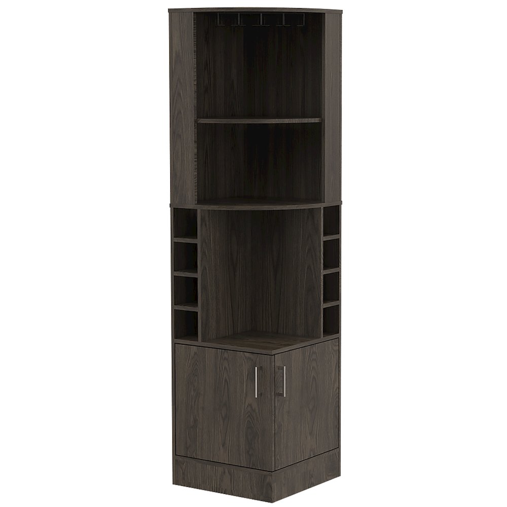 8-Bottle 2-Shelf Bar Cabinet Dark Walnut. Picture 4