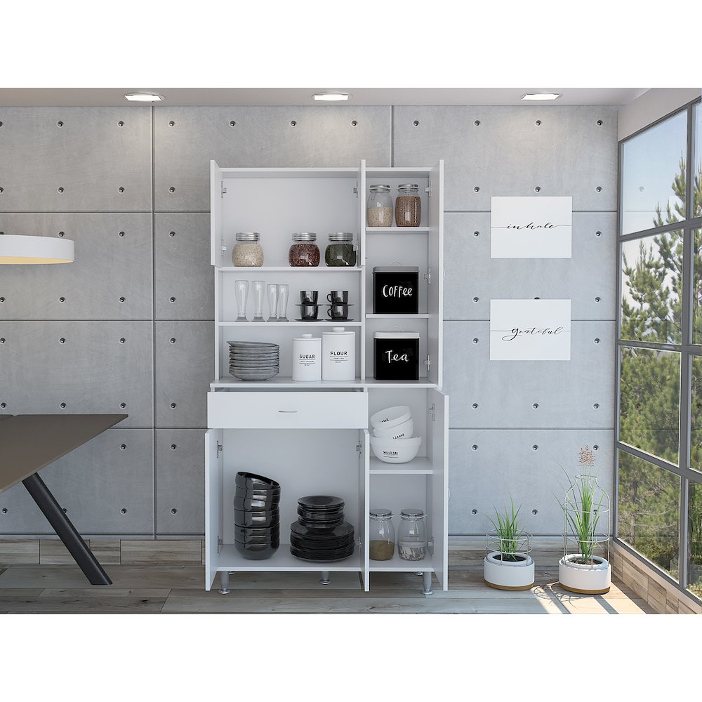 1-Shelf 1-Drawer Pantry Cabinet White. Picture 5
